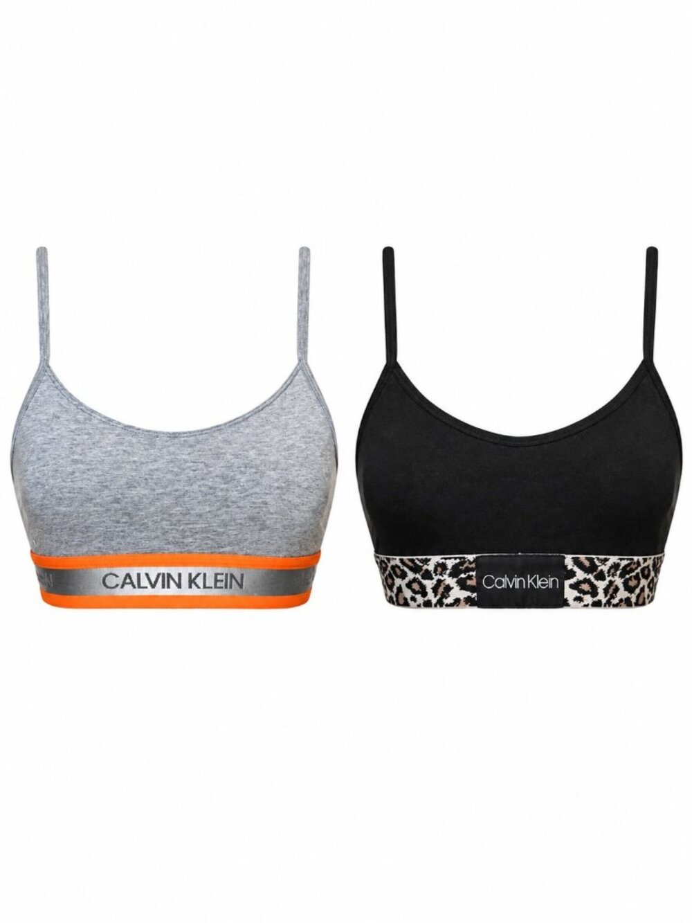 Calvin Klein Set of 2 Bralettes Grey Black Leopard M